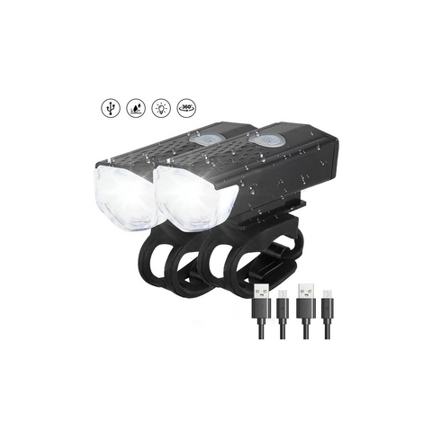 Bike Bicycle Light USB LED Rechargeable Headlight Set Rainproof  Cycling Front Back Headlight Lamp Bicycle Warning Flashlight
