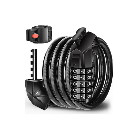 Bike Lock, Bicycle Lock Combination 5 Digit 120cm/12mm Long Heavy Duty Cable Lock High Security for Bike, Motorcycles, Scooters, Door Gate