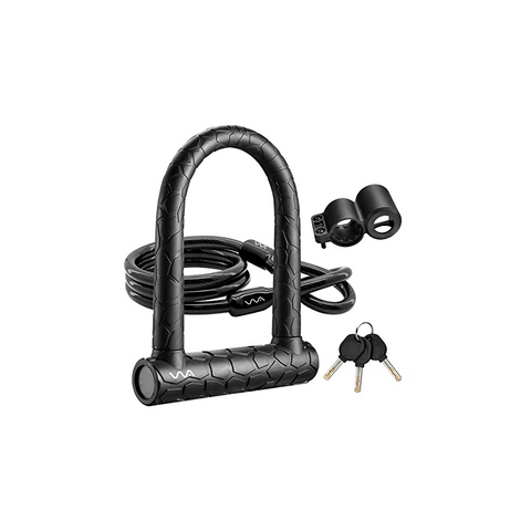 Bike Lock,20mm Heavy Duty Combination Bicycle u Lock Shackle 4ft Length Security Cable with Sturdy Mounting Bracket and Key Anti Theft Secure Locks