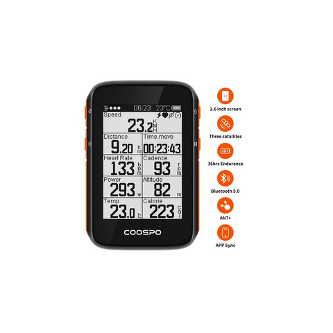 COOSPO BC200 Wireless Bicycle Computer GPS Bike Speedometer Cycling Odometer 2.6in Bluetooth5.0 ANT+ APP Sync Slope Altitude