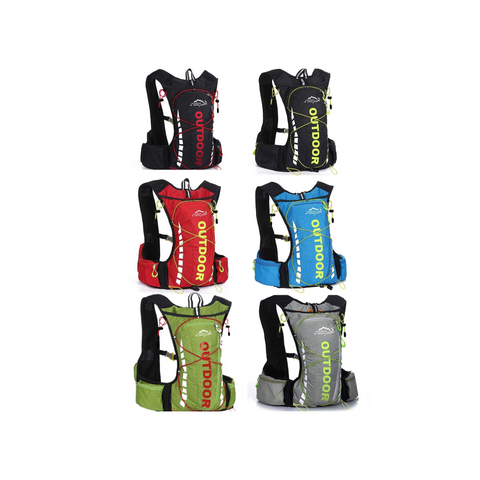 Cycling backpack for men and women, nylon bag, waterproof 8 liters, hiking and camping, 250ml water bottle with 1.5L water bag