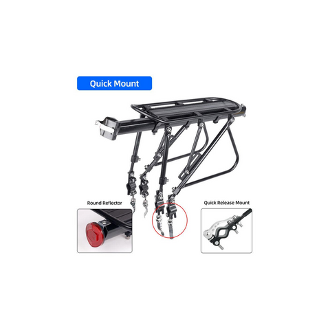 Deemount Heavy Duty Bicycle Luggage Carrier Rear Cargo Rack Stand 24-29'' Bike Trunk 100 KGS Load Fit 4.0 ‘’ Fat Bike Tire