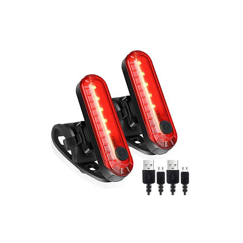 Defurhome LED Rear Bike Tail Light 2 Pack, Ultra Bright USB Rechargeable Bicycle Taillights, Waterproof Bike Back Light for Cycling Helmet Safety Warning Strobe, 4 Light Mode Options