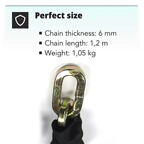 H&S 10mm x 2m Heavy Duty Motorcycle Motorbike Bike Bicycle Cycle Chain Lock Padlock (10mm Dia x 2000mm Length)