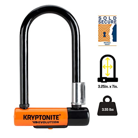 Kryptonite Unisex Lock With Flex Cable and Bracket, Orange, 7 Inch