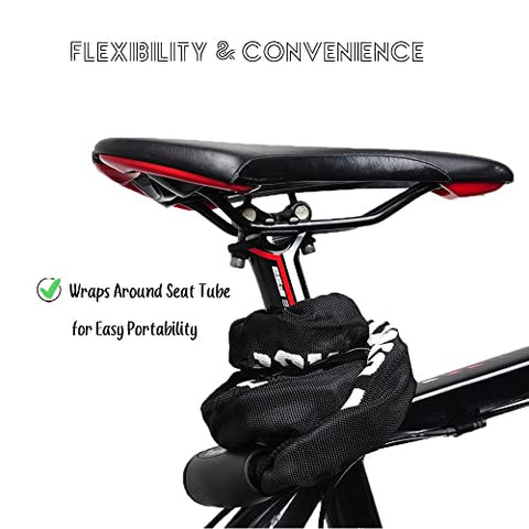 Bike Chain Lock, Heavy Duty 5-Digits Codes High Security Cycling Combination Lock for Bicycle Motorcycle Scooter Electric Vehicles Door (Black)