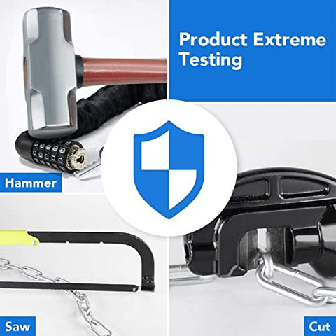 Bike Lock Chain Bicycle Lock - Cycle Lock Bike Accessories Bike Locks High Security 5 Digit Codes Combination Heavy Duty 1000mm for Motor Scooter