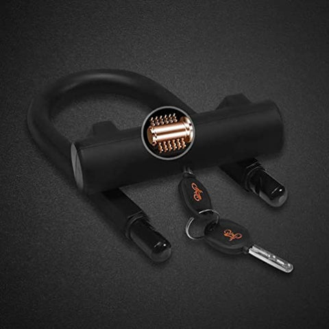 Bike U Lock, Heavy Duty High Security D Shackle Bike Lock with 4FT/1.2M Steel Flex Cable and Sturdy Mounting Bracket for Bikes, Bicycle,Motorbikes, Motorcycles,Gates（Small Size）