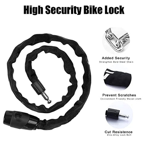 SenluKit Bicycle Lock Security Level Very High Level 5, Bicycle Lock with Key, Anti-Theft Bicycle Lock (Black)