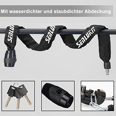 SenluKit Bicycle Lock Security Level Very High Level 5, Bicycle Lock with Key, Anti-Theft Bicycle Lock (Black)