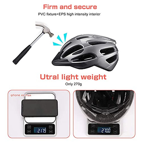 KUYOU Bike Helmet, Adjustable Cycling Helmet, 20 Vents Bicycle Helmet for Adults,Breathable Lightweight Cycle Helmet with Detachable Visor for Youth Mens Womens Fit Head Size 58-60cm(22.8"-23.6”)