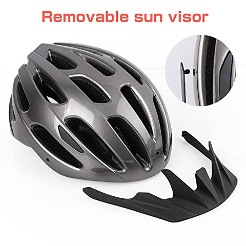 KUYOU Bike Helmet, Adjustable Cycling Helmet, 20 Vents Bicycle Helmet for Adults,Breathable Lightweight Cycle Helmet with Detachable Visor for Youth Mens Womens Fit Head Size 58-60cm(22.8"-23.6”)