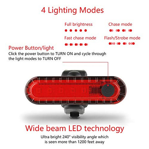 Volcano Eye Rear Bike Lights 2 Pack, Ultra Bright USB Rechargeable Bike Tail Lights, Red High Intensity Led Accessories Fits On Any Bike or Helmet. Easy to Install for Cycling Safety Flashlight