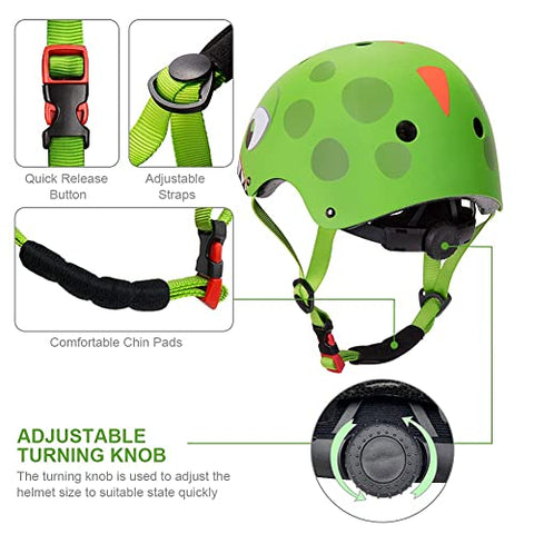 Kids Helmet Boys Girls Lightweight Bike Helmet and Pad sets, Multi-Sport Safety Toys 2 3 4 5 Years Old Children Cartoon Adjustable Helmet Elbow Knee Pads Protection Gear for Skateboard Scooter Skating