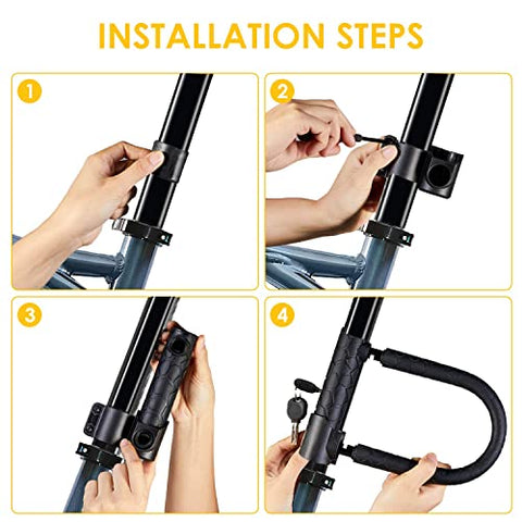 Bike Lock,20mm Heavy Duty Combination Bicycle u Lock Shackle 4ft Length Security Cable with Sturdy Mounting Bracket and Key Anti Theft Secure Locks