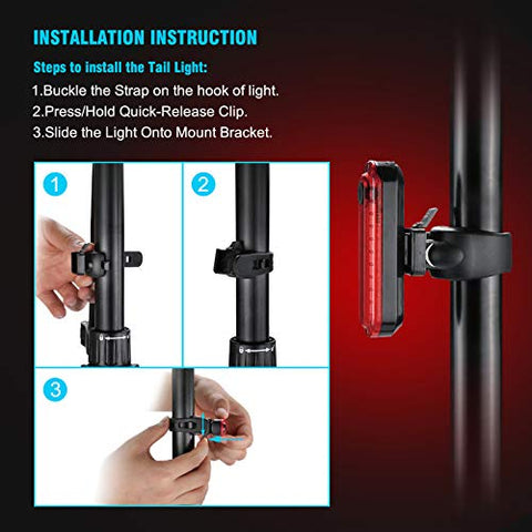 Defurhome LED Rear Bike Tail Light 2 Pack, Ultra Bright USB Rechargeable Bicycle Taillights, Waterproof Bike Back Light for Cycling Helmet Safety Warning Strobe, 4 Light Mode Options