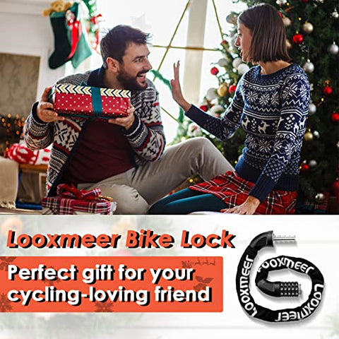 Looxmeer Bike Lock, Heavy Duty Bicycle Lock, 90cm High Security Chain Lock, Combination Lock with 5-Digit Codes, 100,000 Resettable Codes, Strengthened Lock for Bicycle, Motorcycle, Scooter, Door