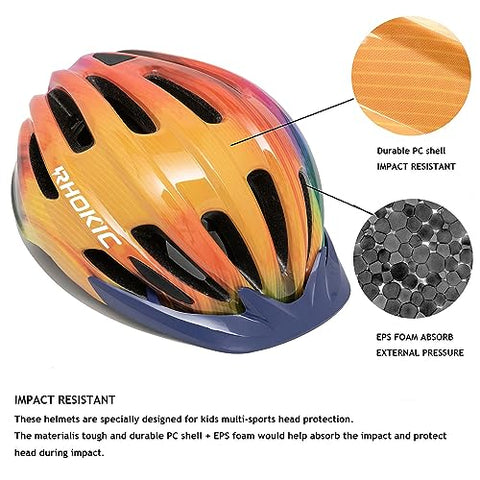 Kids Bike Helmet, Bike Helmets for Kids with Light and Visor for Boys Girls Bike Helmet Kids Cycle Helmet Kids Childrens Bike Helmet Bicycle Cycling Helmet Kids (50-57CM)