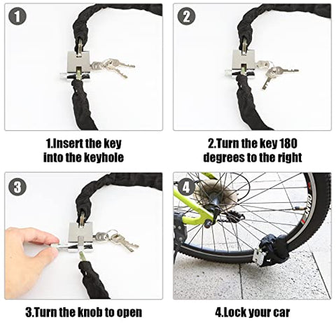 Bike Lock Heavy Duty, [3 Keys] Diyife 1m Anti-Theft High Security Chain Lock, Weatherproof Bicycle Lock Padlock for Bike Bicycle, Motorcycle, Scooter, Door, Gate, Fence