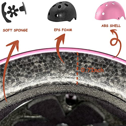 Kids Boys and Girls Protective Gear Set, Outdoor Sports Safety Equipment 7Pcs Child Helmet Knee &Elbow Pads Wrist Guards for Roller Scooter Skateboard Bicycle（3-8Years Old）