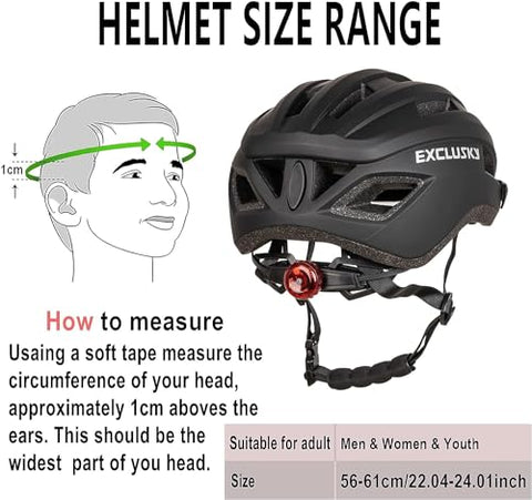Exclusky Bike Helmet Men Women Cycle Helmet with Light Breathable MTB Mountain Bicycle Helmet for Adult Road Cycling Helmet 56-61cm