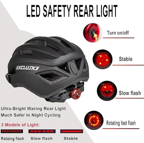 Exclusky Bike Helmet Men Women Cycle Helmet with Light Breathable MTB Mountain Bicycle Helmet for Adult Road Cycling Helmet 56-61cm