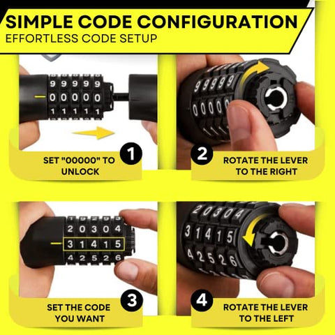 JIMJOOS Heavy Duty Bike Lock - 5-Digit Combination Cable Bicycle Lock - Waterproof Motorbike Lock - Ideal for Cycle, Motorcycle, Scooter, Mountain Bike, Pram - Includes Protective Pouch (Pack of 1)