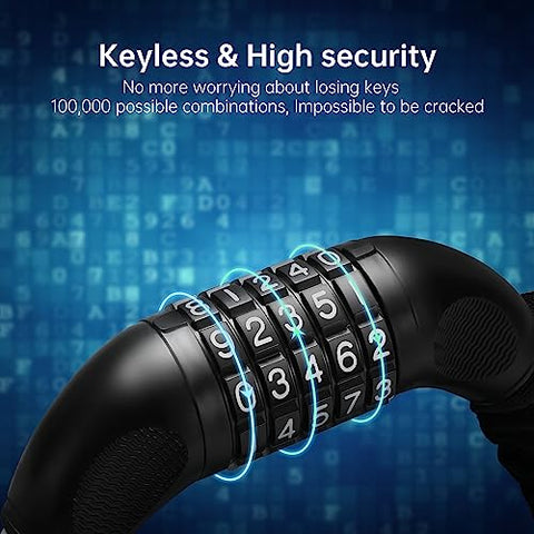 ZELENY Bike Lock/Bicycle Lock,5-Digit Combination Bike Lock and 0.27inch Bike Locks High Security,high Strength Alloy Bike Chain Lock,3ft Chain Lock for Bicycle Locks Motorbike Locks Scooter Locks