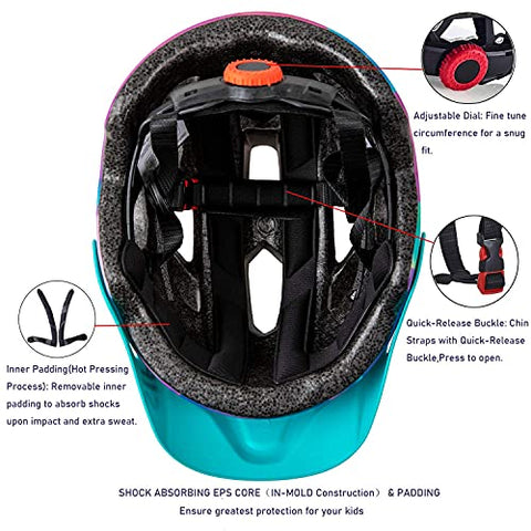 Kids Helmet, SIFVO Kids Bike Helmet Boys and Girls Bike Helmet with Cool Visor Helmet for Kids 5-14, Kids Bike Helmets Youth Bike Helmet Adjustable & Lightweight 50-57cm