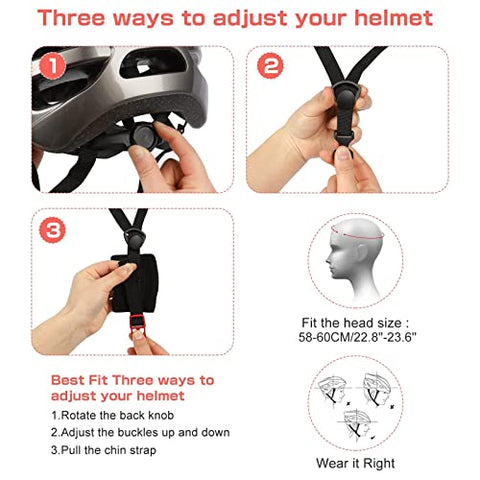 KUYOU Bike Helmet, Adjustable Cycling Helmet, 20 Vents Bicycle Helmet for Adults,Breathable Lightweight Cycle Helmet with Detachable Visor for Youth Mens Womens Fit Head Size 58-60cm(22.8"-23.6”)