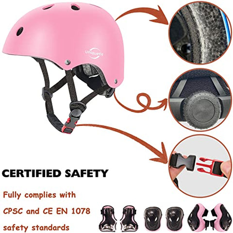 Kids Boys and Girls Protective Gear Set, Outdoor Sports Safety Equipment 7Pcs Child Helmet Knee &Elbow Pads Wrist Guards for Roller Scooter Skateboard Bicycle（3-8Years Old）