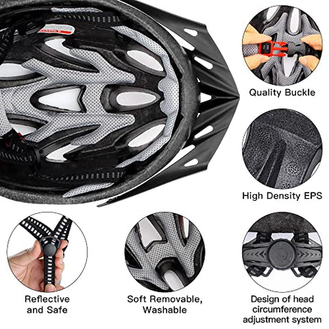 DesignSter Lightweight Helmet Road Bike Cycle Helmet Mens Women for Bike Riding Safety Adult(Fits Head Sizes 56-60cm) (Black and White)
