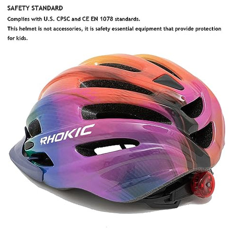 Kids Bike Helmet, Bike Helmets for Kids with Light and Visor for Boys Girls Bike Helmet Kids Cycle Helmet Kids Childrens Bike Helmet Bicycle Cycling Helmet Kids (50-57CM)