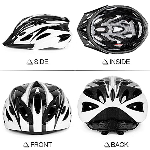 DesignSter Lightweight Helmet Road Bike Cycle Helmet Mens Women for Bike Riding Safety Adult(Fits Head Sizes 56-60cm) (Black and White)