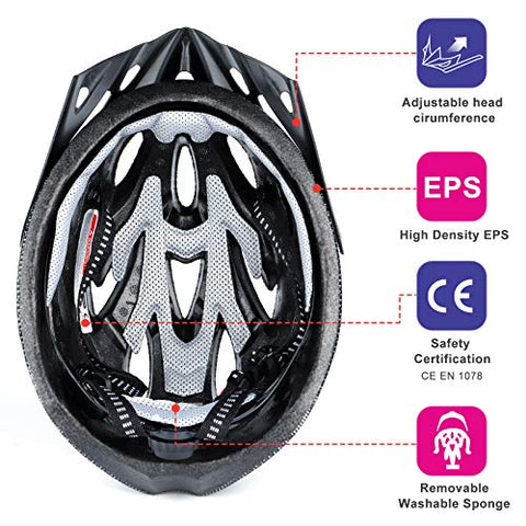 RaMokey Cycle Helmet, Lightweight Bicycle Helmet, Adjustable Mountain & Road Bike Helmets for Adults, 18 Vents with Adjustable Strap & Detachable Visor for Mens Womens(Head Size58-62cm)