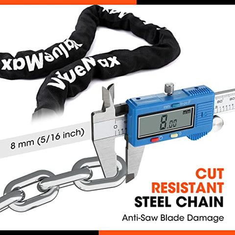 ValueMax Bike Chain Lock, 8mm*1m Heavy Duty Chain Lock with 5-Digit Resettable Codes, High Security Chain and Lock Combination Anti-Theft for Bicycle, Motorcycle, Electric Vehicle, Front Door, Scooter