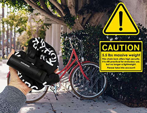 KOHLBURG Security Chain Lock Sold Secure Gold - 4ft / 120cm Extra-Long Bicycle Lock - high Security Standard - Heavy Duty Lock 0.33" Strong - Secure Bike Chain Lock for e-Bike Bicycle Motorbike