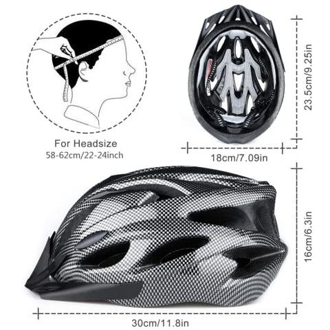 RaMokey Cycle Helmet, Lightweight Bicycle Helmet, Adjustable Mountain & Road Bike Helmets for Adults, 18 Vents with Adjustable Strap & Detachable Visor for Mens Womens(Head Size58-62cm)