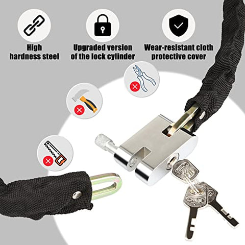 Bike Lock Heavy Duty, [3 Keys] Diyife 1m Anti-Theft High Security Chain Lock, Weatherproof Bicycle Lock Padlock for Bike Bicycle, Motorcycle, Scooter, Door, Gate, Fence