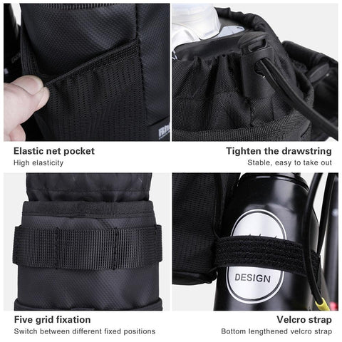 Rhinowalk Bike Bag Handlebar Stem Bag Cycling Water Bottle Carrier Pouch Riding Insulated Kettle Bag Touring Commuting MTB Pack