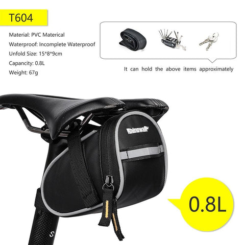 Rhinowalk Bicycle Bag Tool Bag Top Front Tube Frame Bag Burrito Pack Pouch Cycling Accessories Black MTB Bike Rear Tool Kits