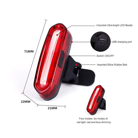1/2Pcs Bike Taillight  Waterproof COB LED MTB Front Rear Light USB Rechargeable Night Cycling Bicycle Safety Warning Light