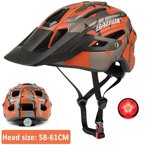 BATFOX cycling helmet for men mountain bike helmet with light