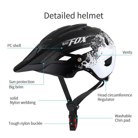 BATFOX cycling helmet for men mountain bike helmet with light