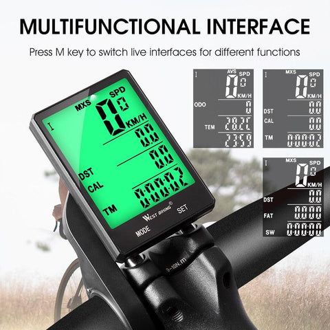 WEST BIKING Waterproof Bicycle Computer With Wireless Wired Bicycle Computer Bike Speedometer Odometer Bike Stopwatch