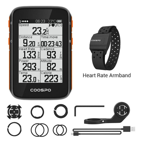 COOSPO BC200 Wireless Bicycle Computer GPS Bike Speedometer Cycling Odometer 2.6in Bluetooth5.0 ANT+ APP Sync Slope Altitude
