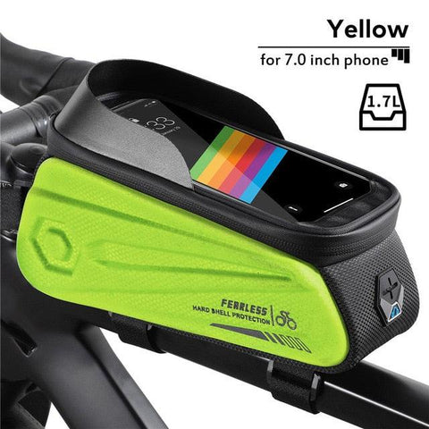 WEST BIKING Hard Shell TPU Bicycle Bag Touchscreen 6-7.4" Phone Stand Waterproof Front Beam Bag MTB Road Bike Cycling Equipment