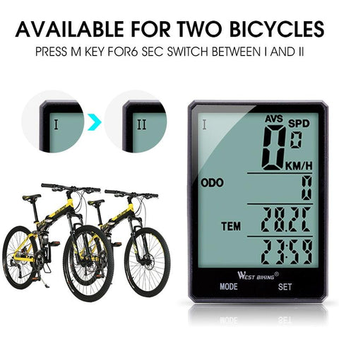 WEST BIKING Cycling Speedometer Digital Large Screen Waterproof LCD Wireless and Wired Bike Odometer Bicycle Computer