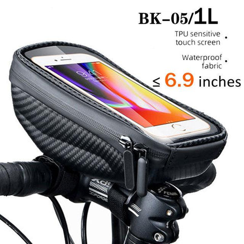 WILD MAN Bike Bag 2L Frame Front Tube Cycling Bag Bicycle Waterproof Phone Case Holder 7.4 Inches Touch Screen Bag Accessories