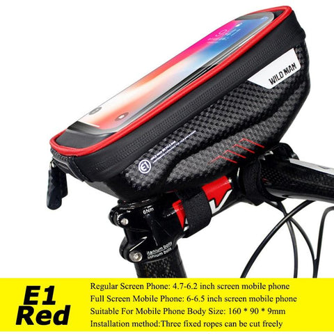 WILD MAN Bicycle Bag 5.5-6.6 Inch Phone Bag Waterproof Front Frame Bag Sensitive Touch Screen MTB Bag Road Bike Accessories